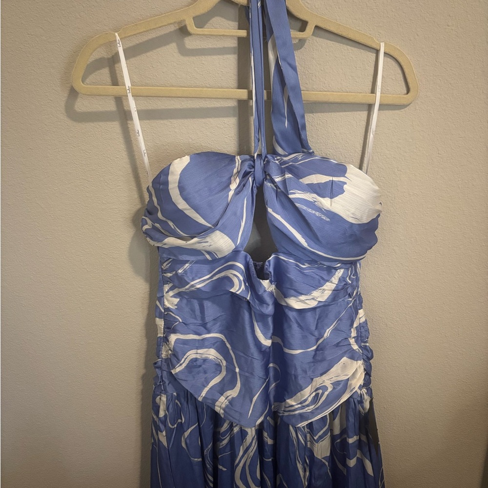 Lulu's Sky Blue and White Patterned Dress